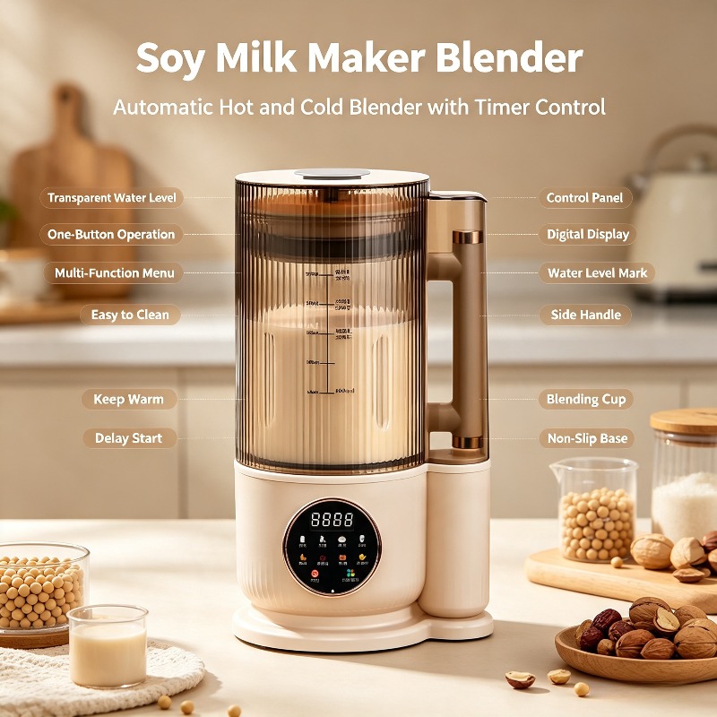 Kitchen Appliances Uk - Silent Automatic Blender Soymilk Maker 110V