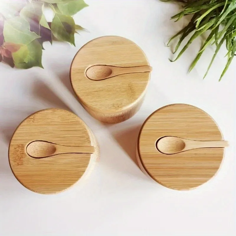 Kitchen Appliances Organizer - Bamboo Salt And Pepper Seasoning Jars
