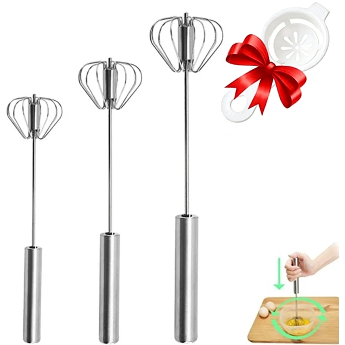 Kitchen Appliances Sales - 1/3pcs Stainless Steel Egg Beater Durable