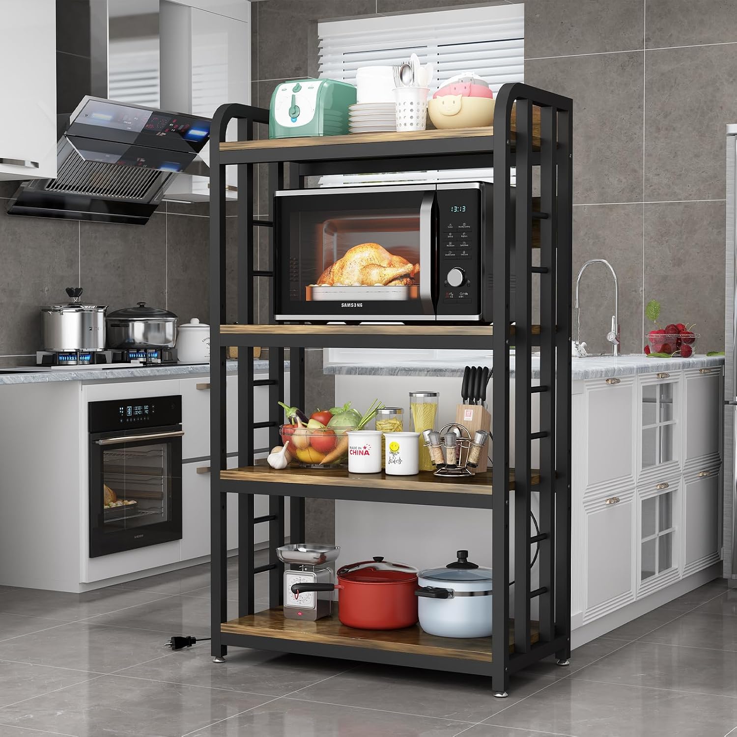 4 Tier Kitchen Bakers Rack Wit - đánh giá và giá Kitchen Appliances Countertop