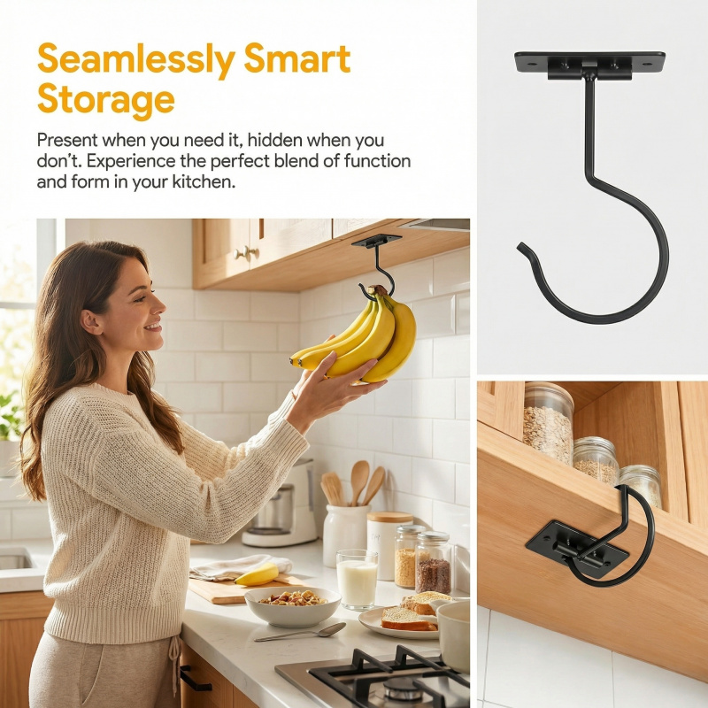 Black Metal Self-Adhesive Bana - đánh giá và giá Kitchen Appliances Organizer